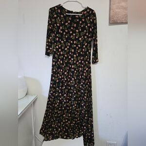Elegant Maxi Dress Floral Long Sleeve